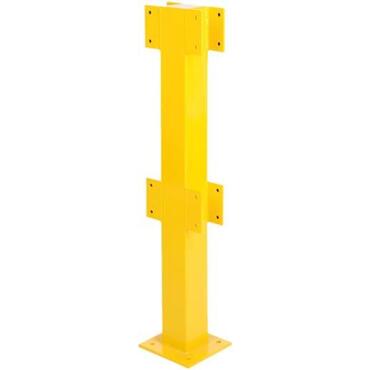 Centre post for safety railing for interior use, yellow colour RAL 1023